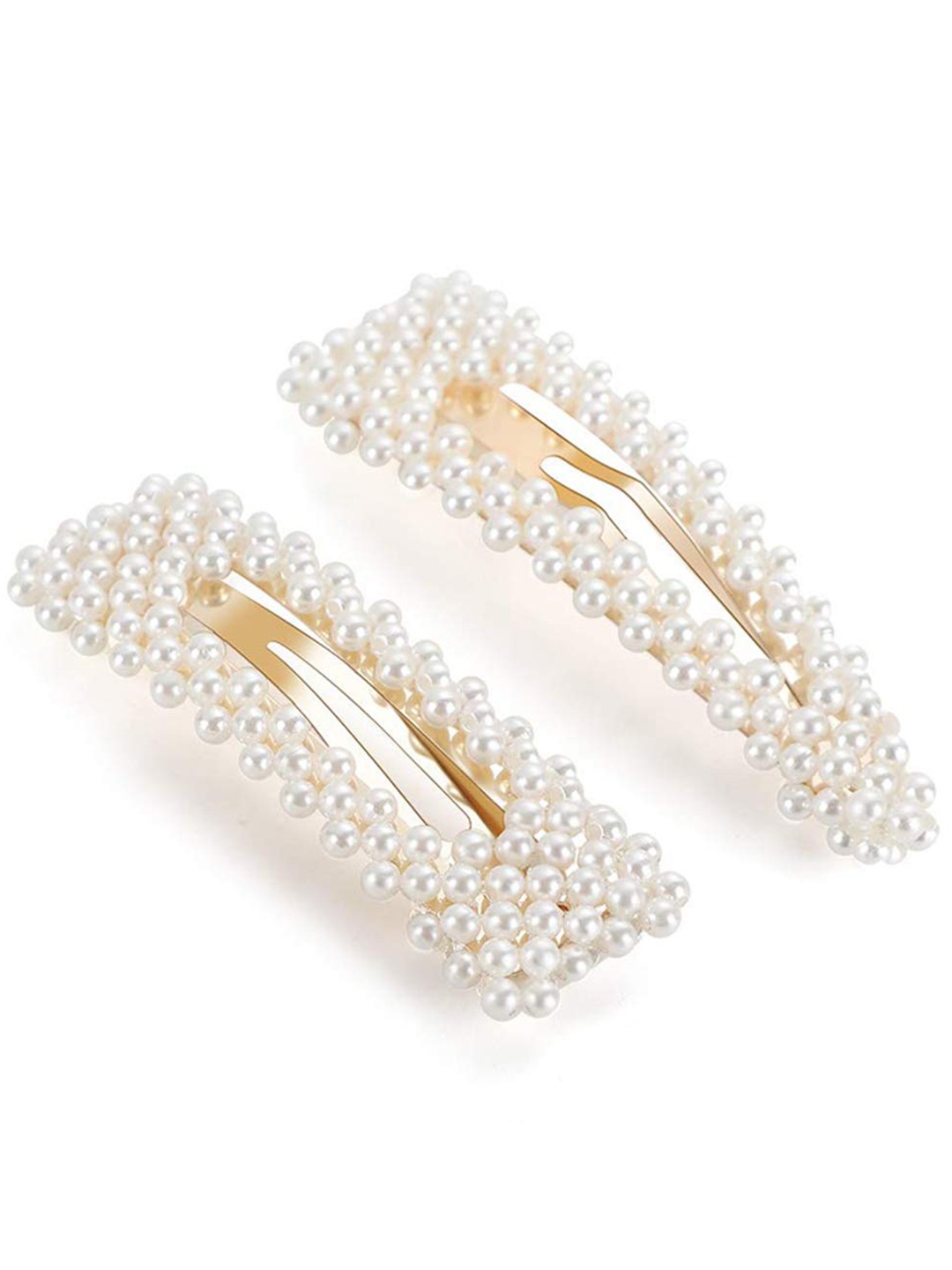 

Xivir Set of 2 Beaded Tic Tac Hair Clip, White