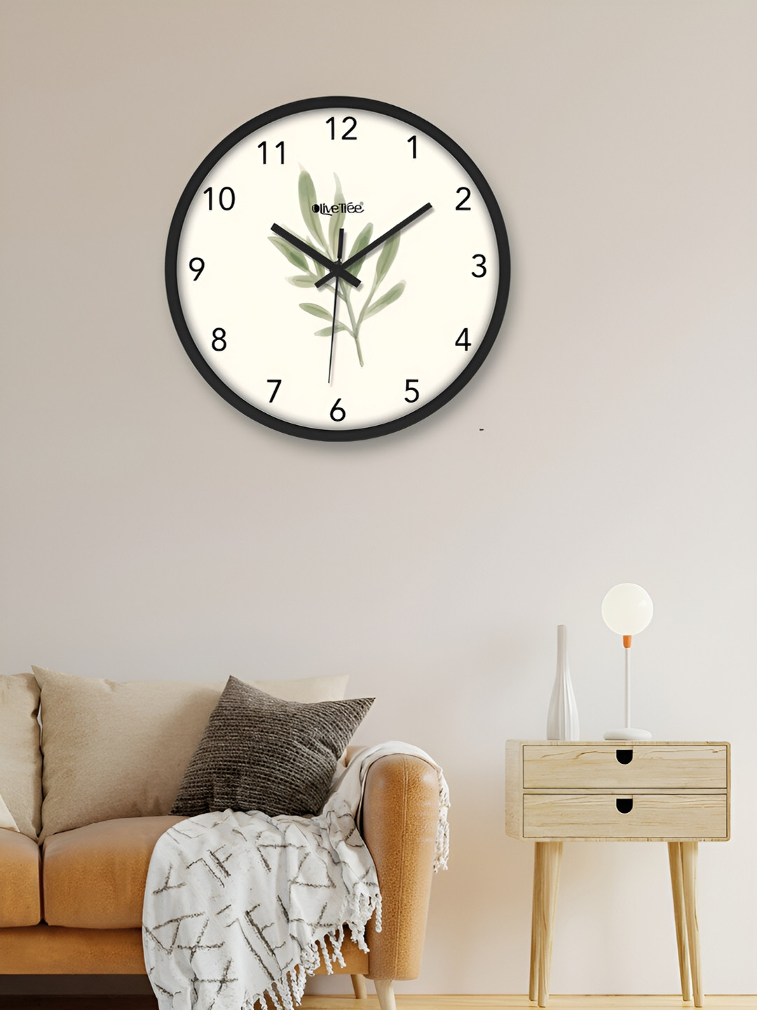 

OLIVE TREE Black & White Printed Round Shaped Contemporary Analogue Wall Clock