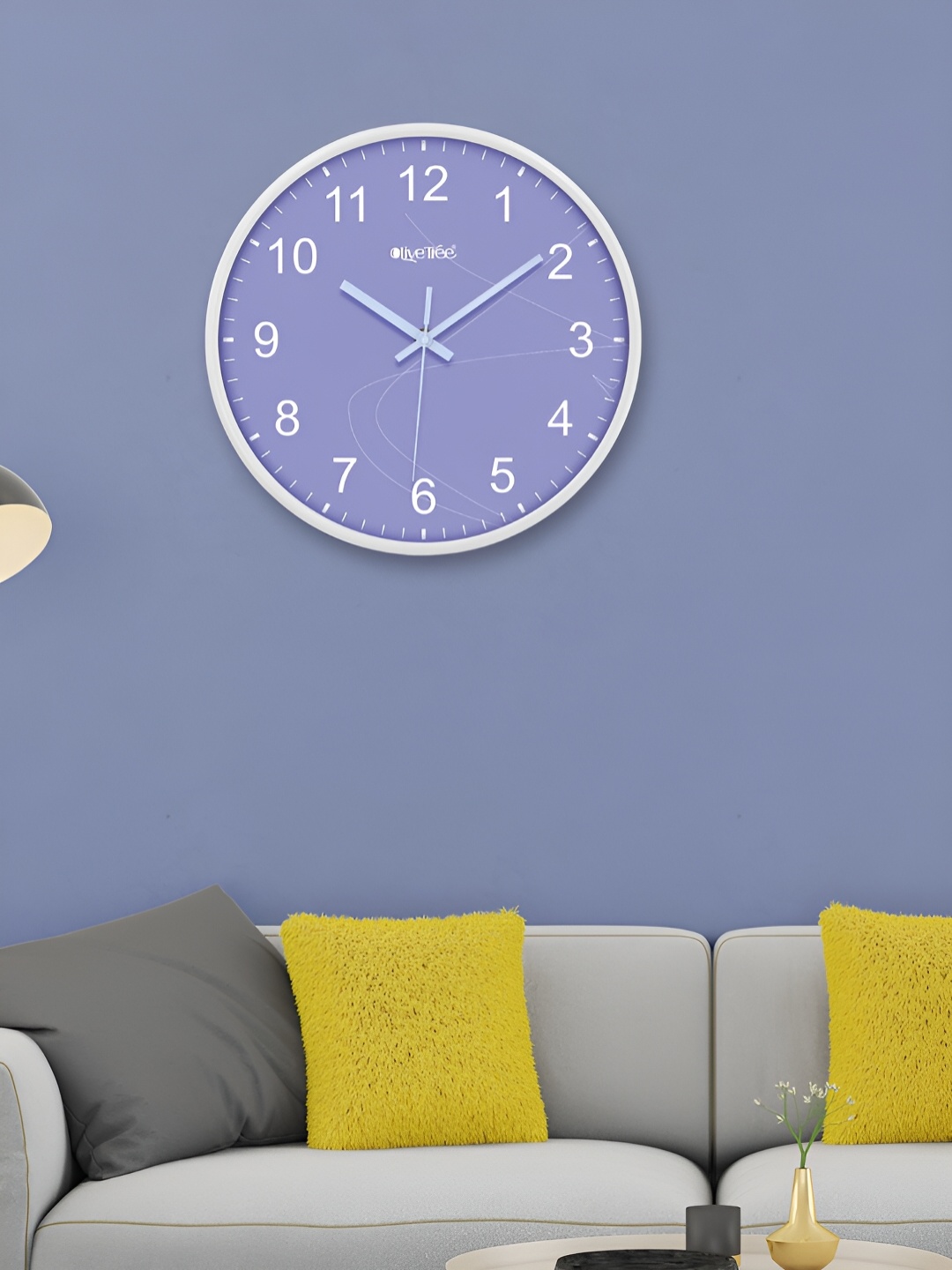 

OLIVE TREE White & Purple Printed Round Shaped Contemporary Analogue Wall Clock