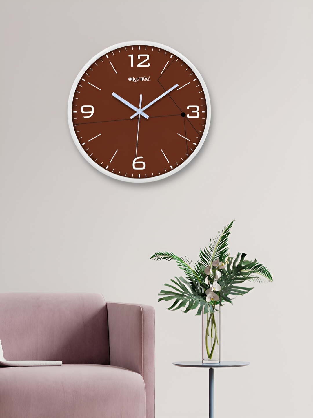 

OLIVE TREE White & Brown Printed Round Shaped Contemporary Analogue Wall Clock