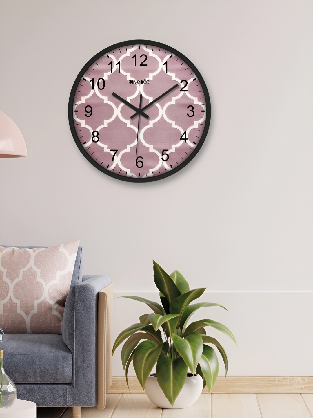 

OLIVE TREE Black & Pink Printed Round Shaped Contemporary Analogue Wall Clock