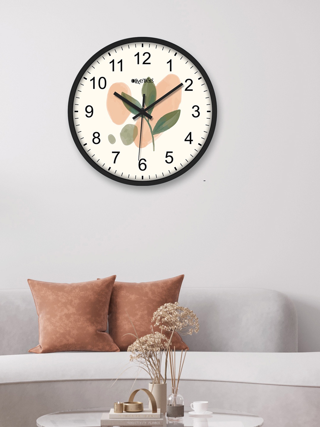 

OLIVE TREE Black & White Printed Analogue Contemporary Wall Clock