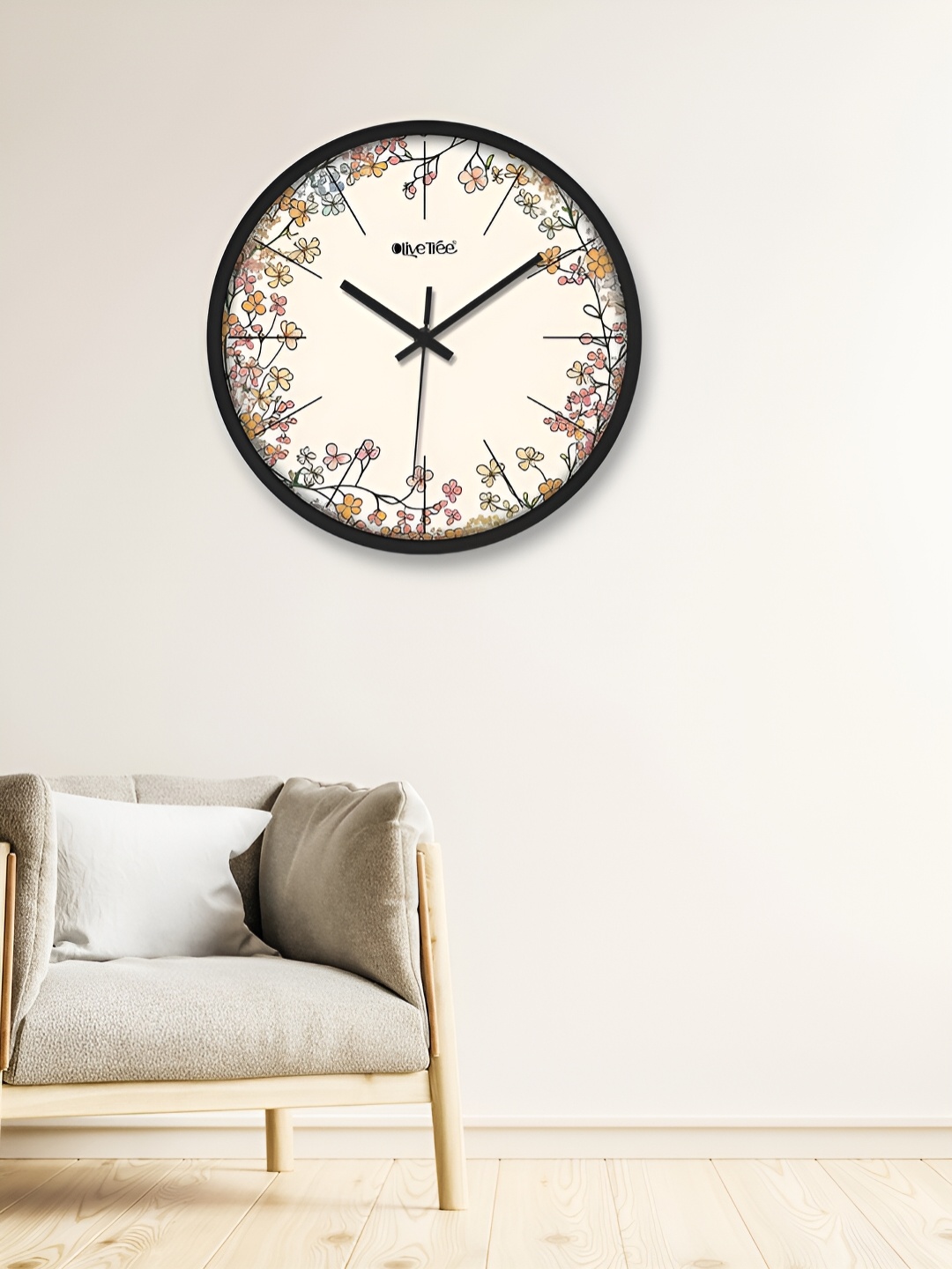 

OLIVE TREE Black & Off White Printed Round Shaped Contemporary Analogue Wall Clock