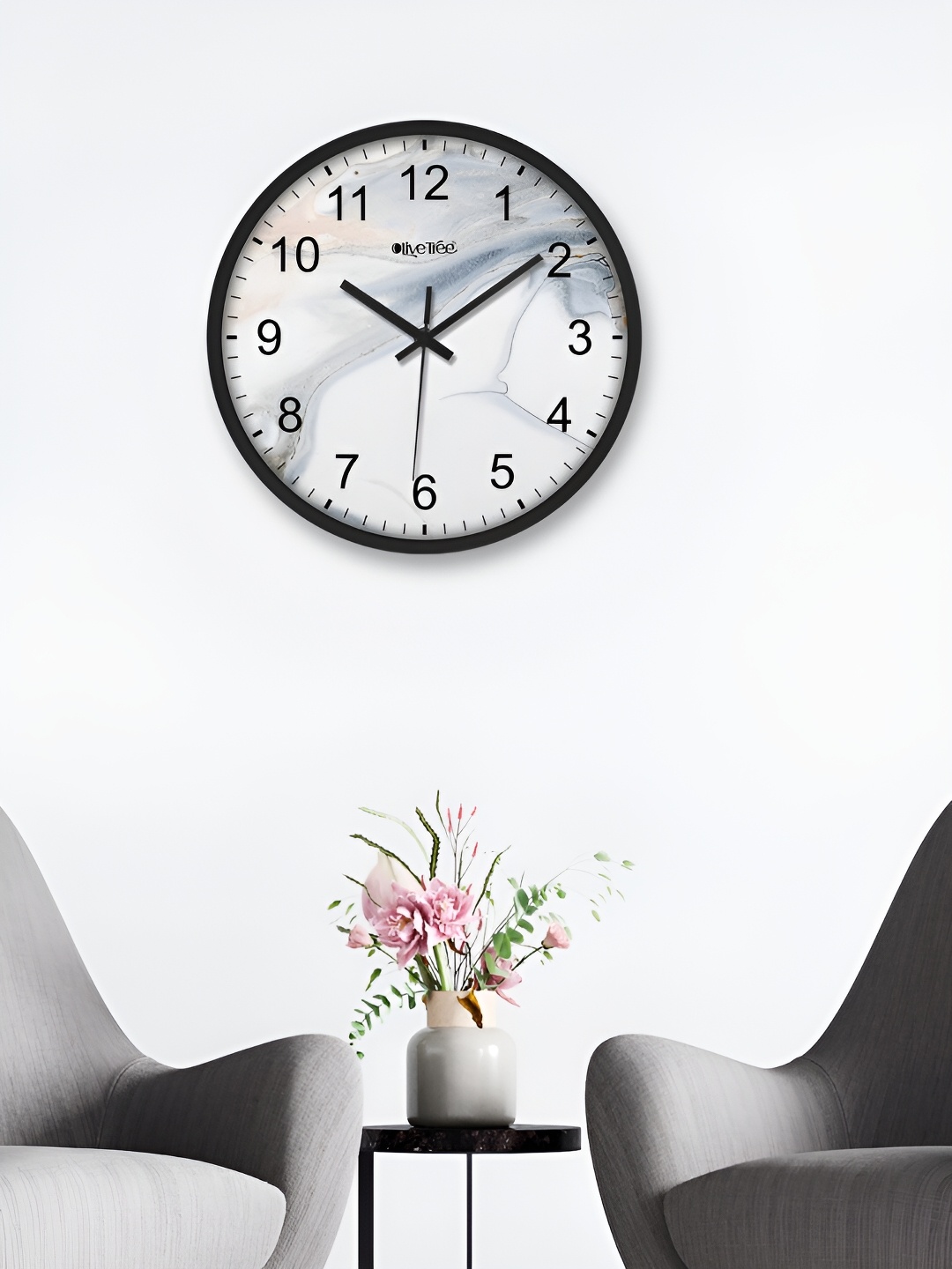 

OLIVE TREE Black & Grey Printed Round Shaped Contemporary Analogue Wall Clock