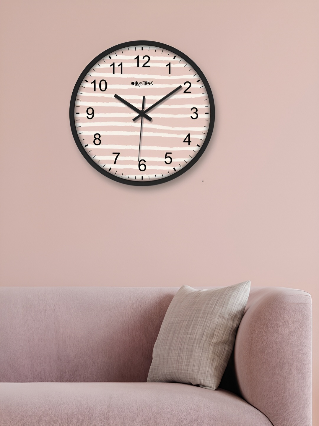 

OLIVE TREE Black & Peach Printed Round Shaped Contemporary Analogue Wall Clock