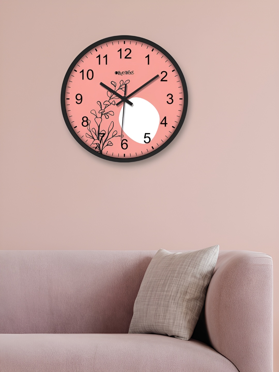 

OLIVE TREE Black & Pink Printed Round Shaped Contemporary Analogue Wall Clock