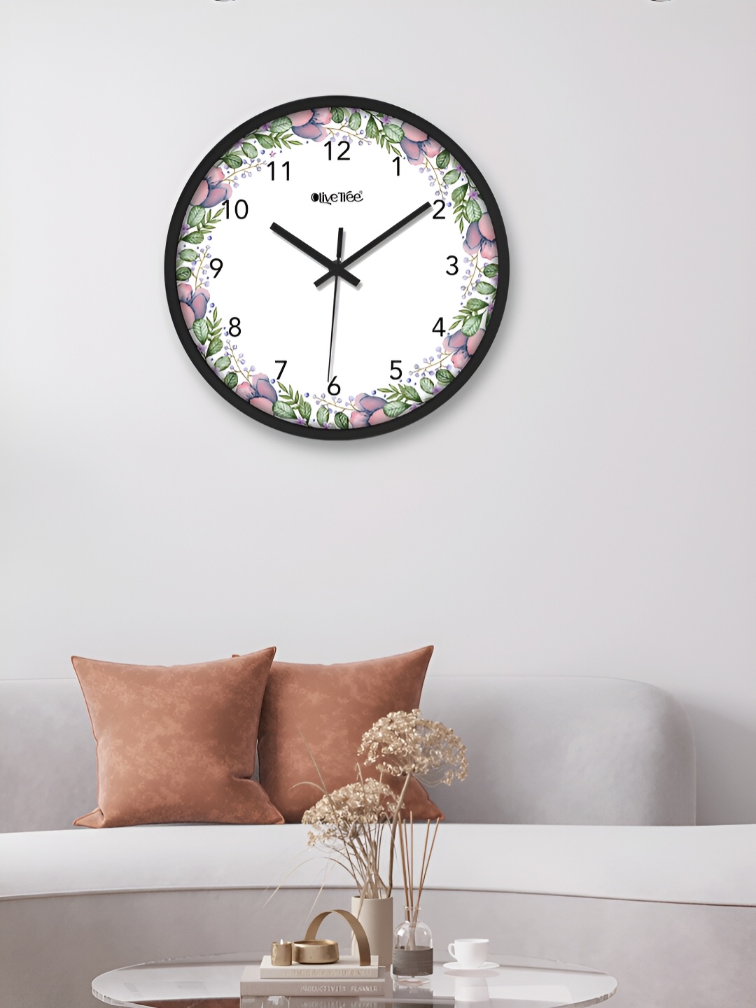 

OLIVE TREE Black & White Printed Round Shaped Contemporary Analogue Wall Clock