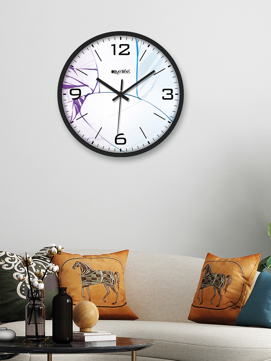 

OLIVE TREE Black & White Printed Analogue Round Contemporary Wall Clock