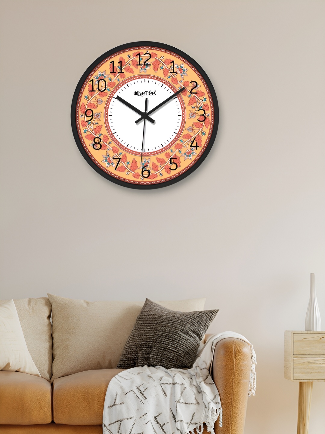 

OLIVE TREE Black & White Printed Round Shaped Contemporary Analogue Wall Clock