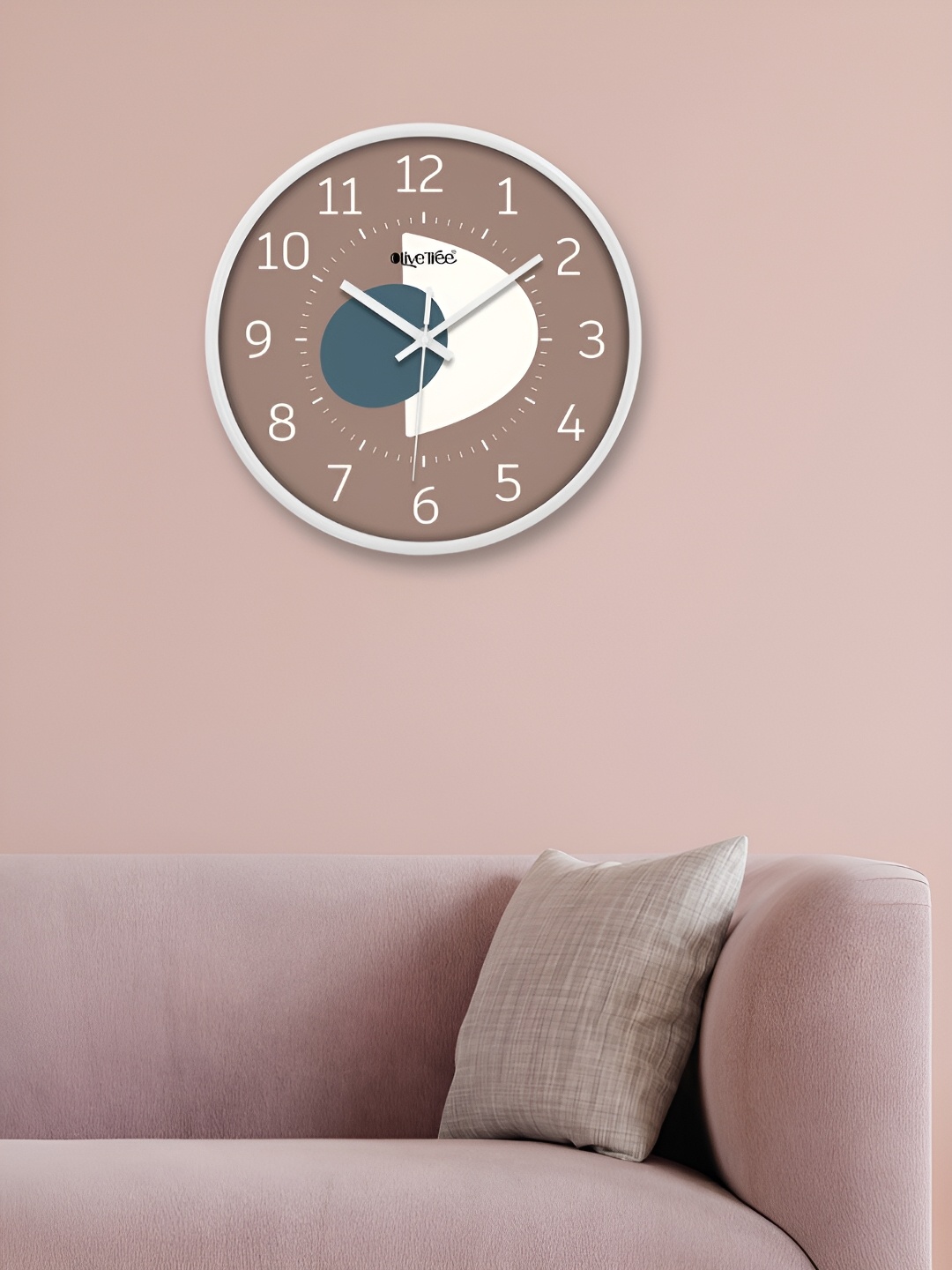 

OLIVE TREE White & Brown Printed Round Shaped Contemporary Analogue Wall Clock