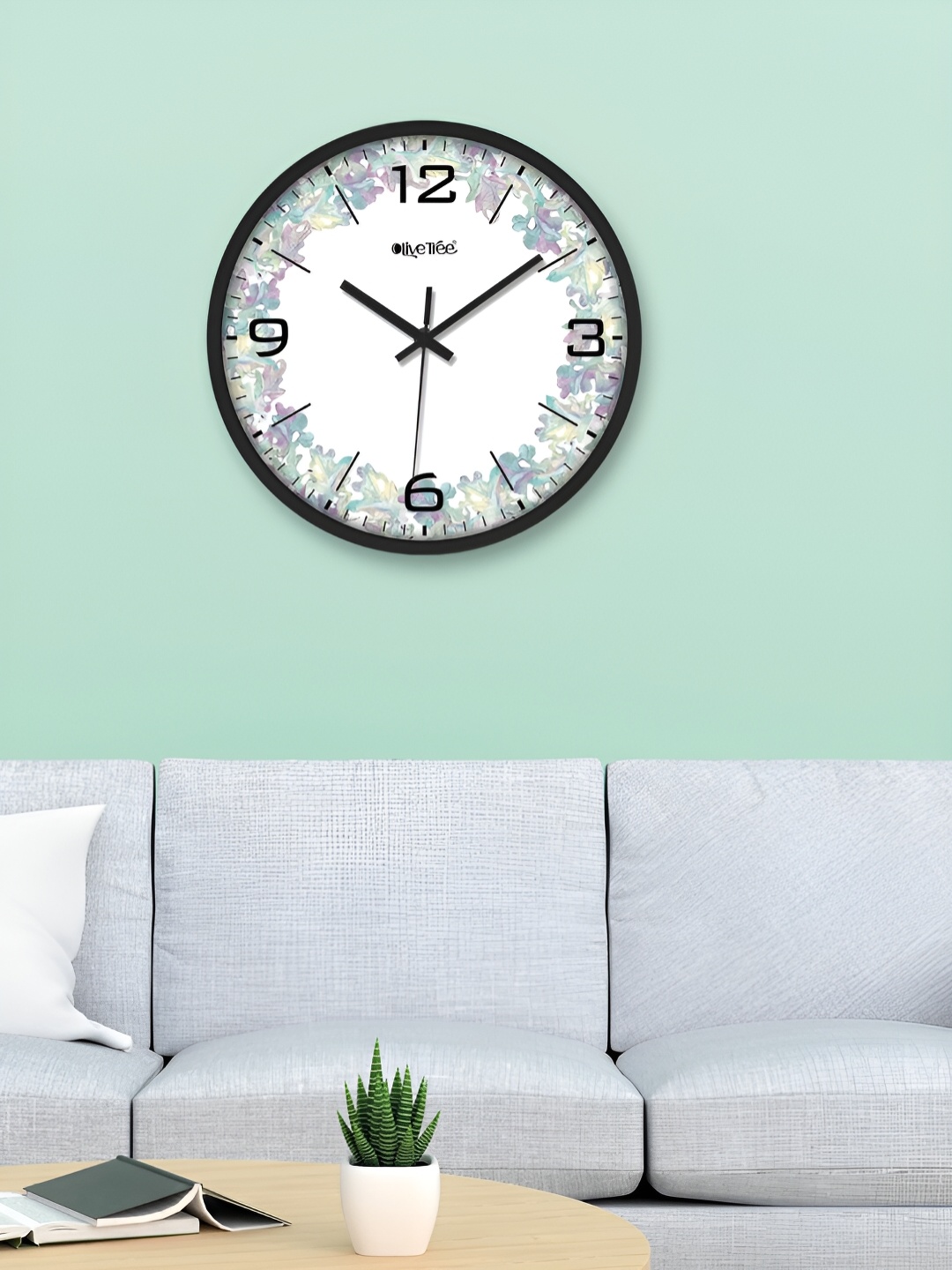 

OLIVE TREE Black & White Printed Round Shaped Contemporary Analogue Wall Clock