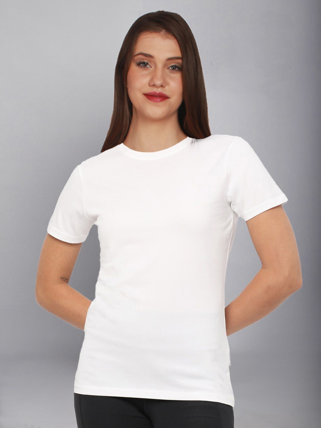 

urSense Round Neck Short Sleeves Pure Cotton Slim Fit T-shirt, White