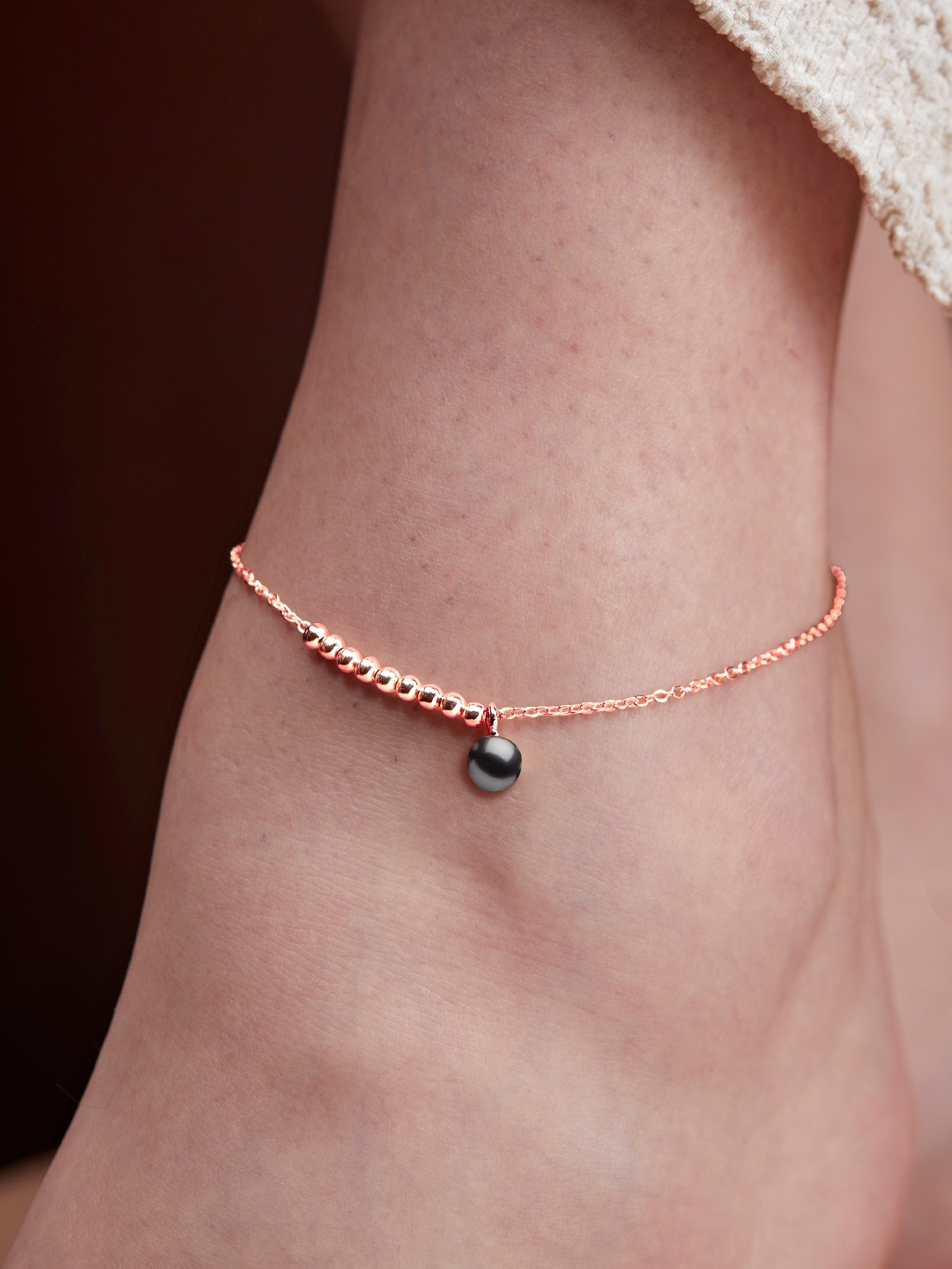 

MINUTIAE Rose Gold-Plated Artificial Beads Beaded Anklet