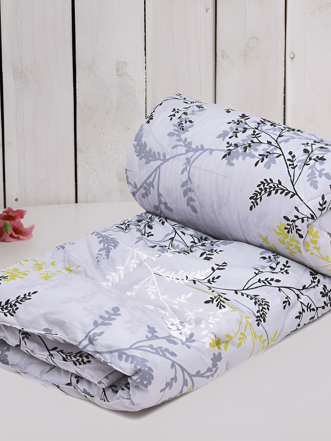 

RRC Grey & Blue Floral Printed AC Room 210 GSM Double Bed Comforter