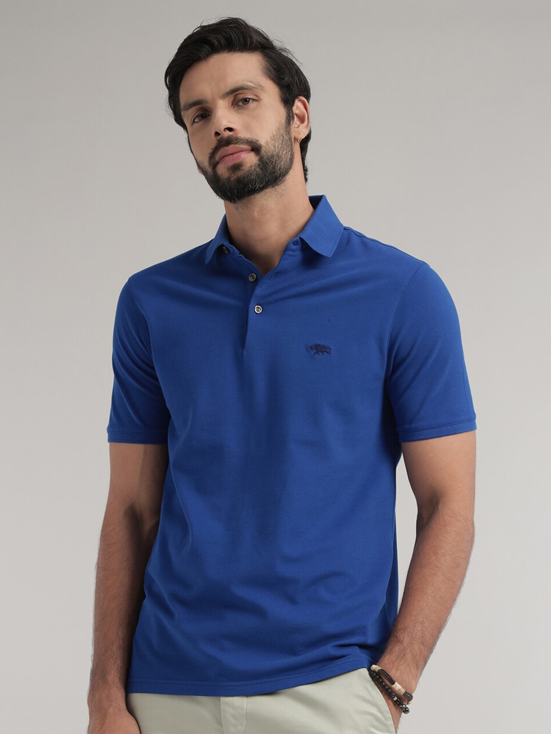 

Andamen Polo Collar Half Sleeves Cotton T-shirt, Blue