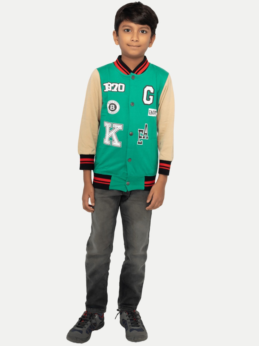 

BAESD Boys Printed Fleece Longline Bomber Jacket, Green