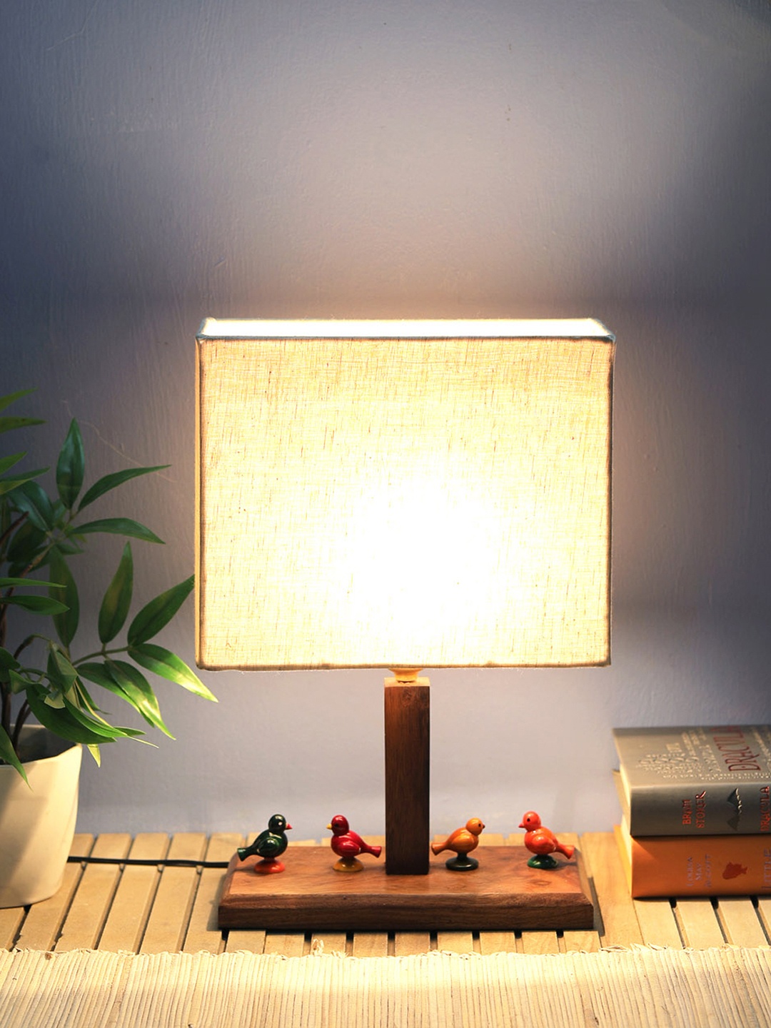 

VarEesha Brown Wood Contemporary Frustum Shaped Table Lamp