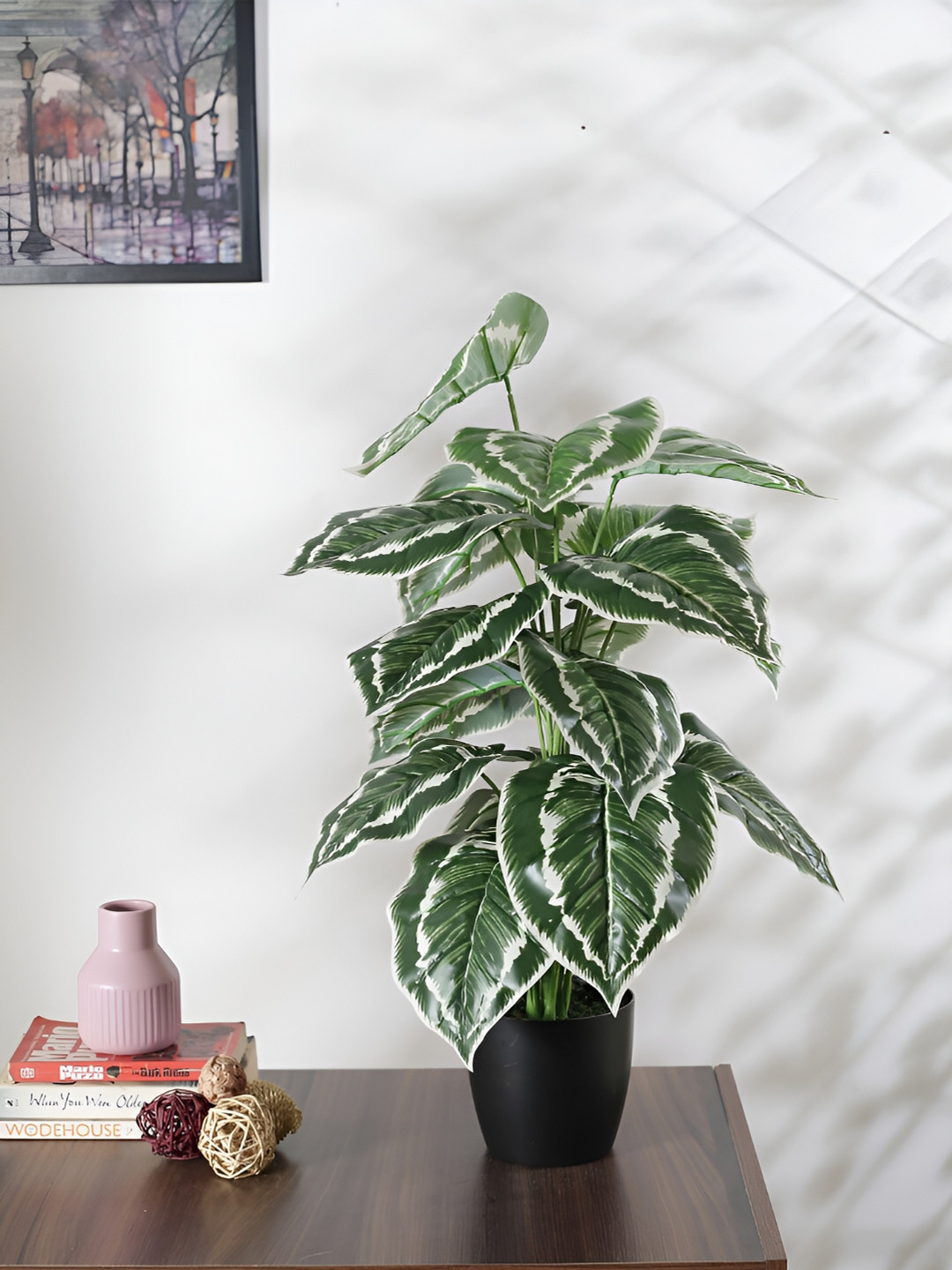 

Home Bloom Green & White Palm Artificial Plant With Pot
