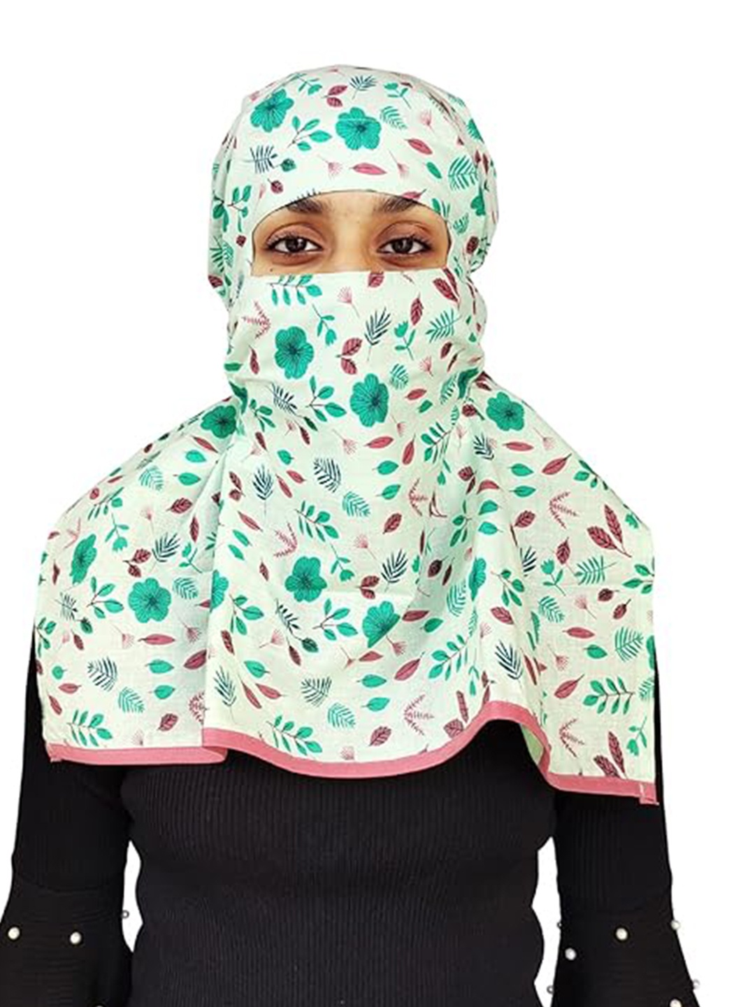 

SWITCHON Floral Printed Cotton Scarf, Fluorescent green