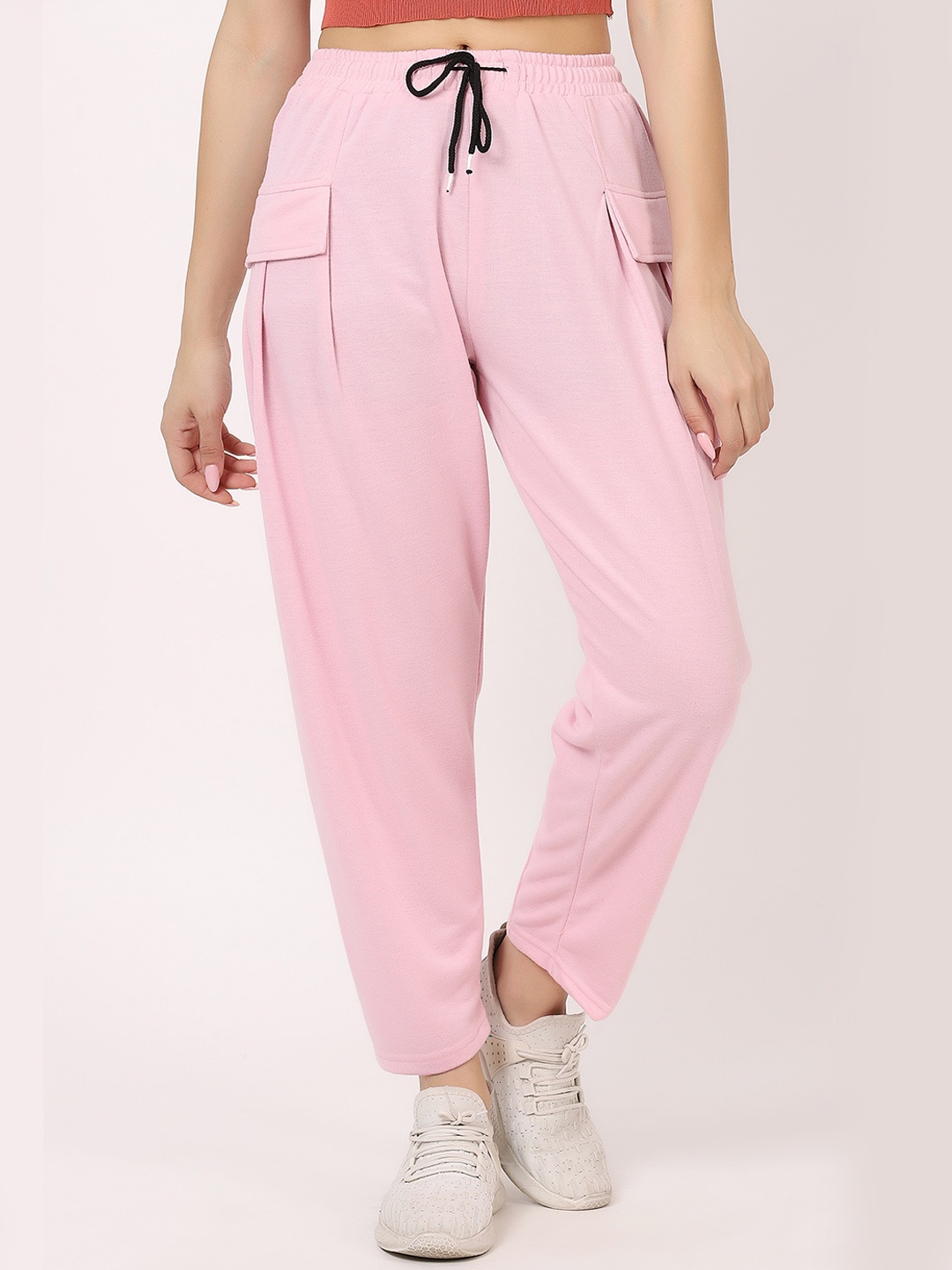 

BAESD Women Relaxed Loose Fit Low-Rise Cotton Easy Wash Pleated Regular Trousers Trousers, Pink