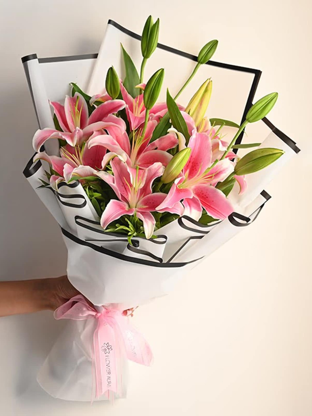 

Floweraura 4 Pieces Pink Oriental Lily Fresh Flowers Bouquet