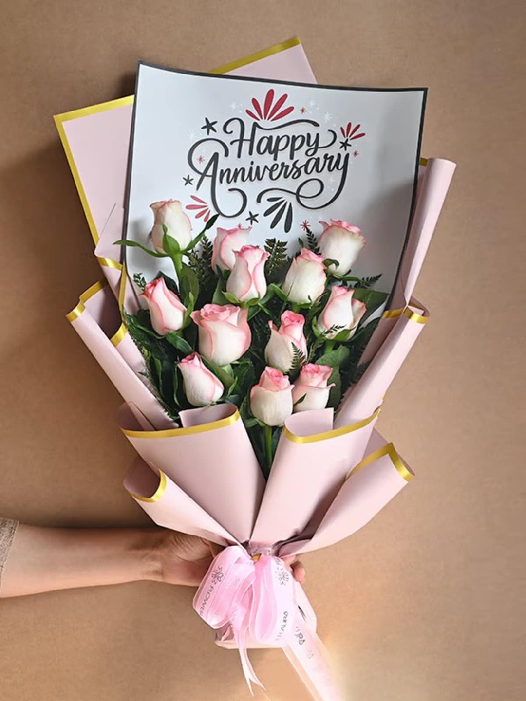 

Floweraura Pink 12 Pieces Roses Fancy Fresh Flowers Bouquet