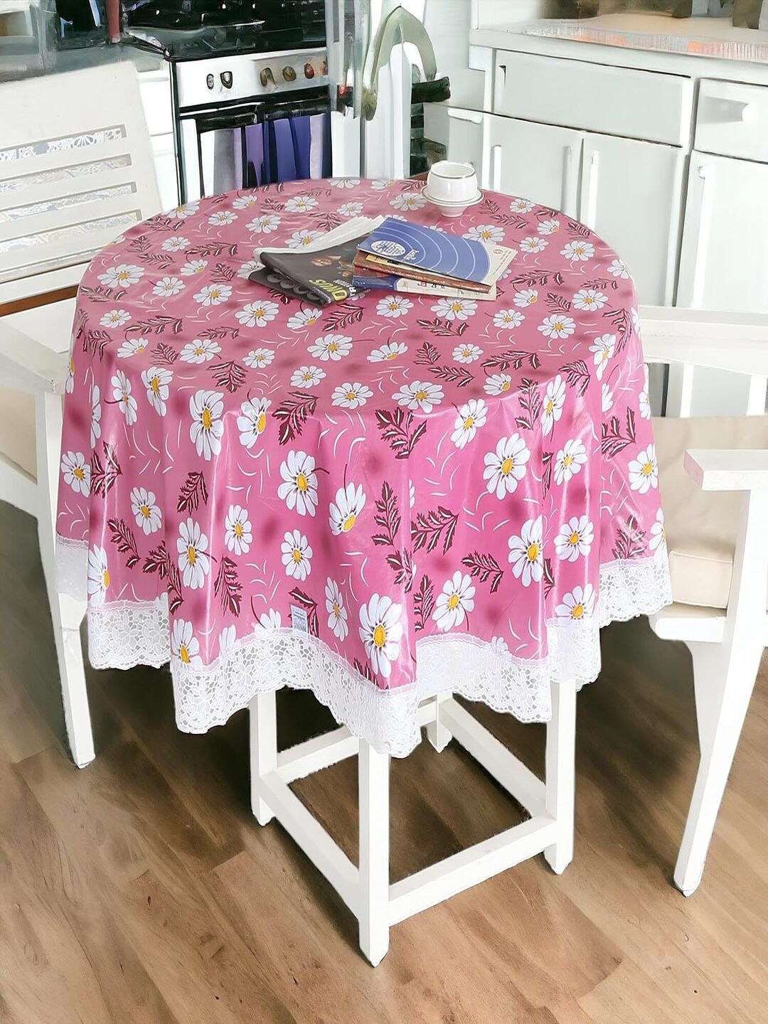 

CASA-NEST Pink Floral Round 4 Seater Table Cover