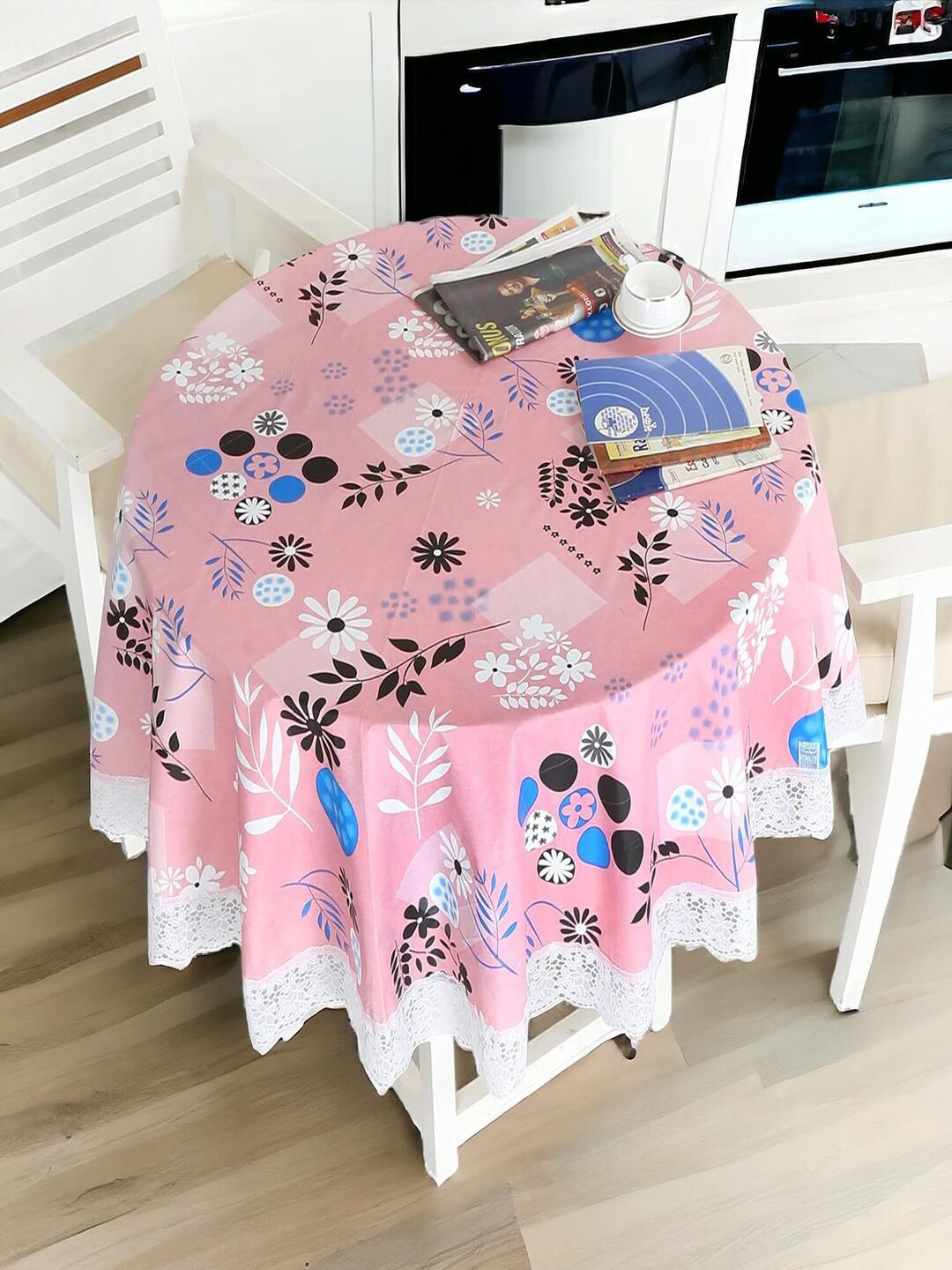 

CASA-NEST Pink Floral Round 4 Seater Table Cover