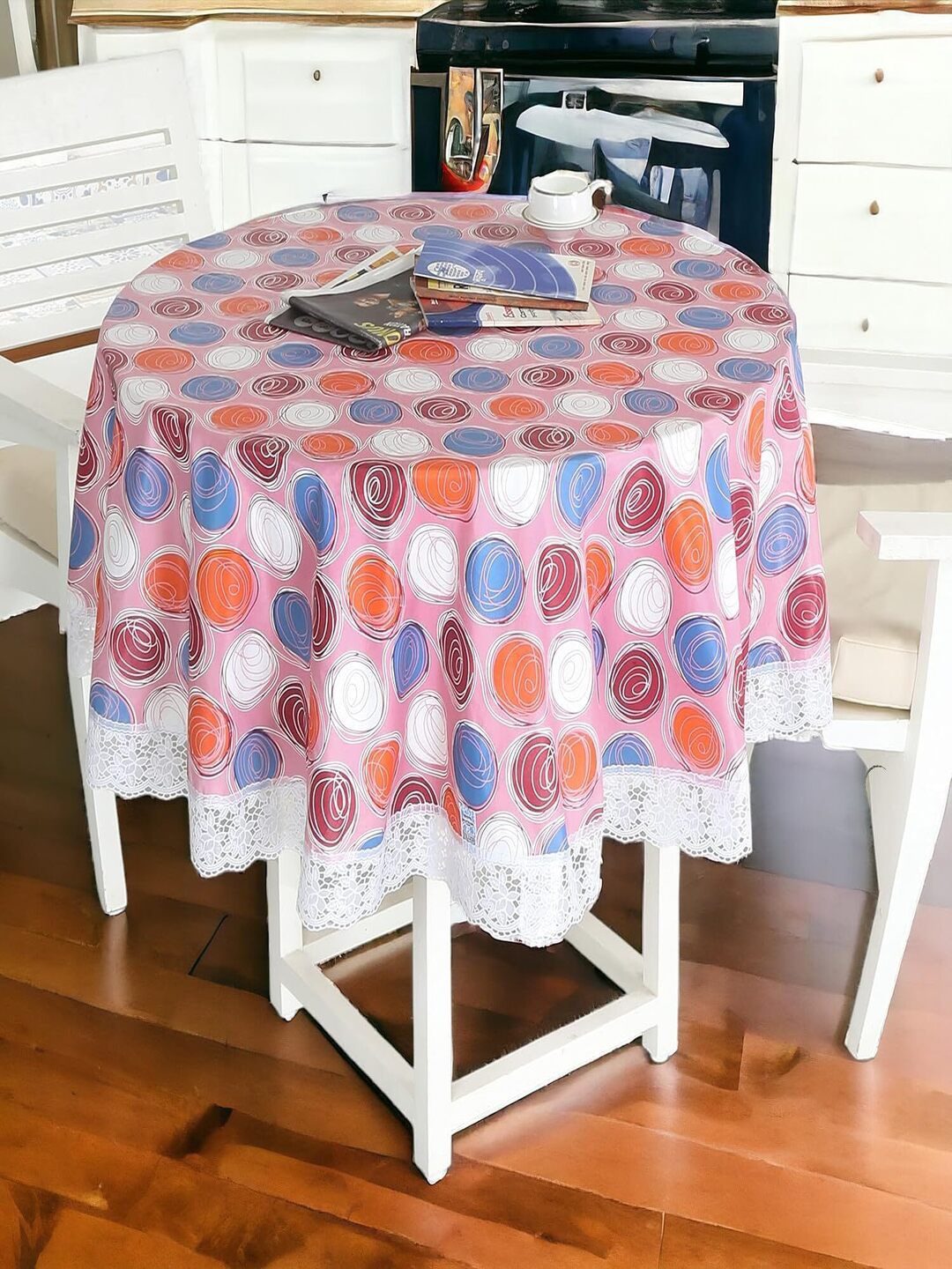 

CASA-NEST Pink Printed Plastic 4-Seater Table Cover