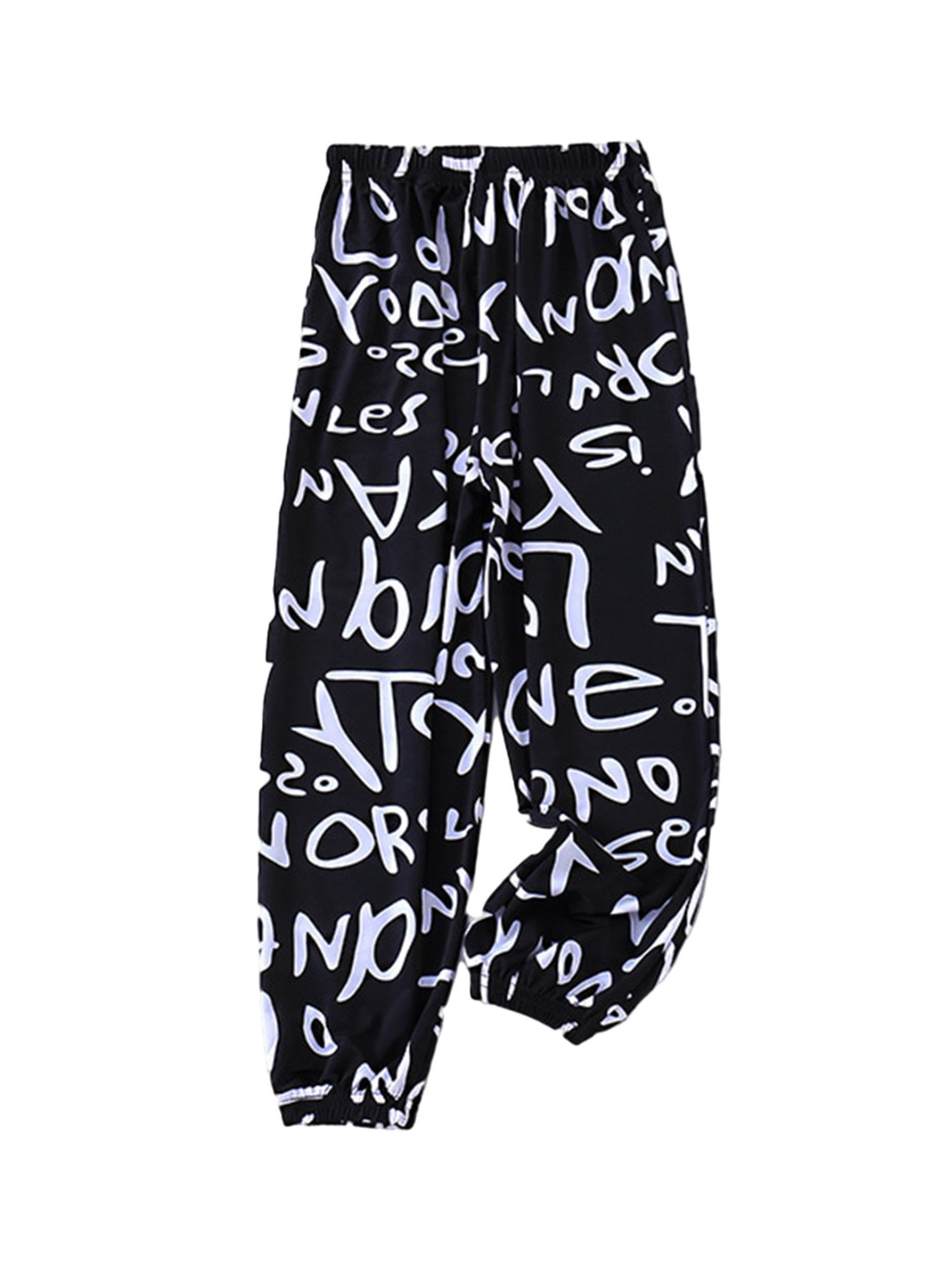

StyleCast x Revolte Kids Black Mid-Rise Printed Easy Wash Joggers Trousers