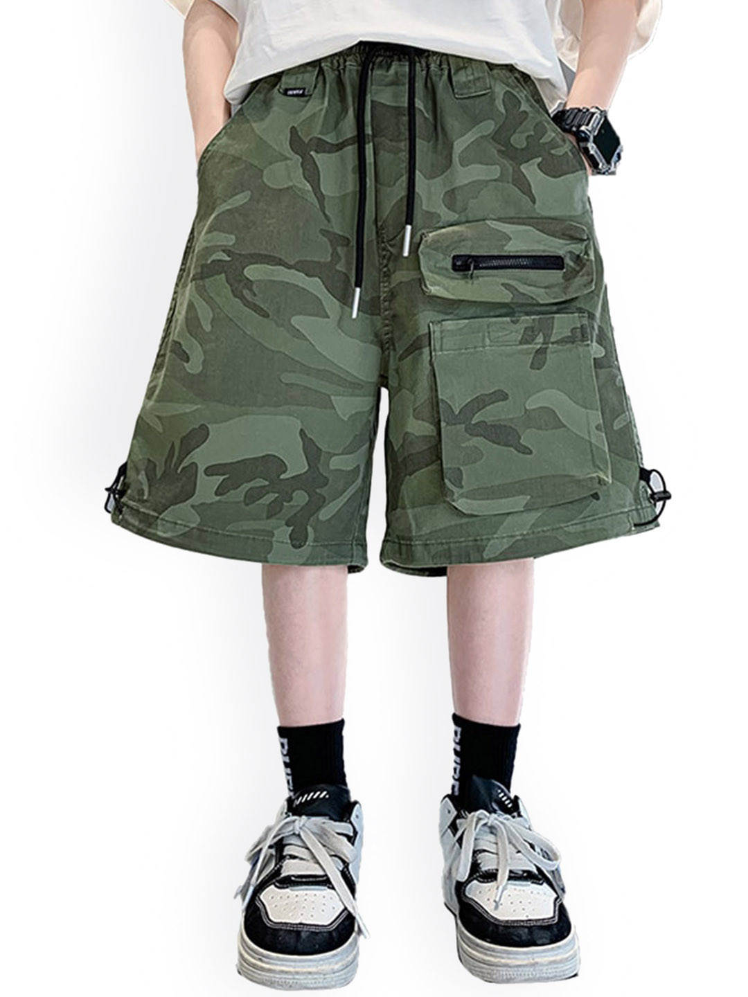 

StyleCast x Revolte Boys Camouflage Printed Loose Fit Cargo Shorts, Green