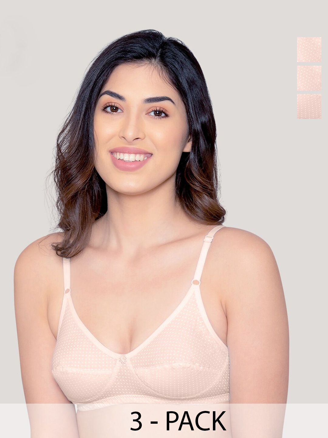 

Kalyani Elin Pack of 3 Polka Dot Printed Cotton Bra PCH-PCH-PCH, Peach