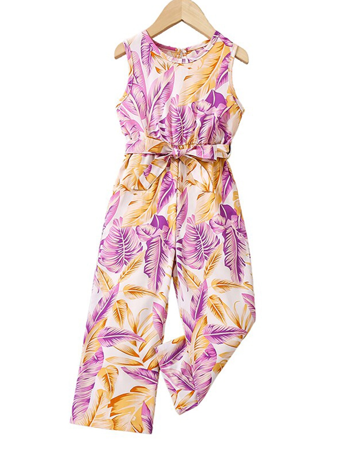 

StyleCast x Revolte Girls Floral Printed Waist Tie Ups Basic Jumpsuit, Purple
