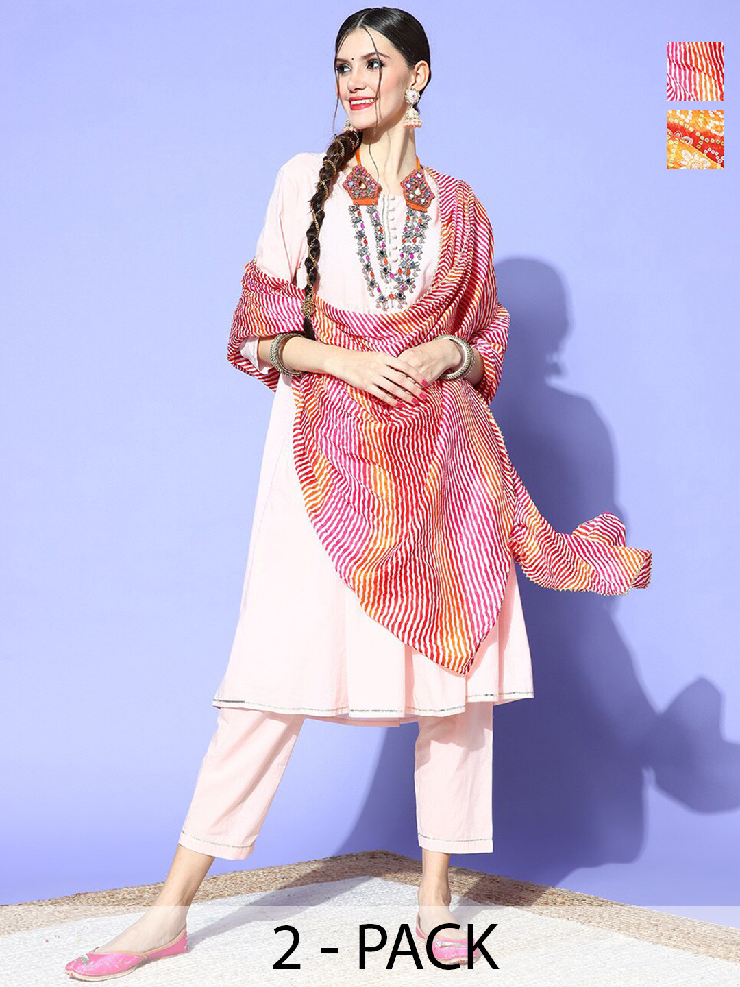 

Rang Gali Printed Art Silk Bandhani Dupatta, Red