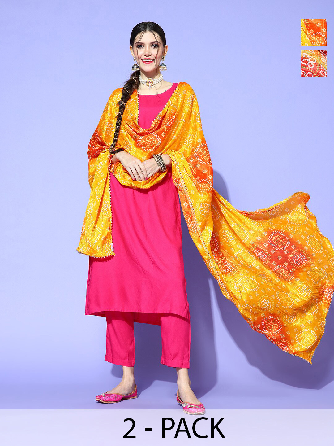 

Rang Gali Printed Art Silk Bandhani Dupatta, Red