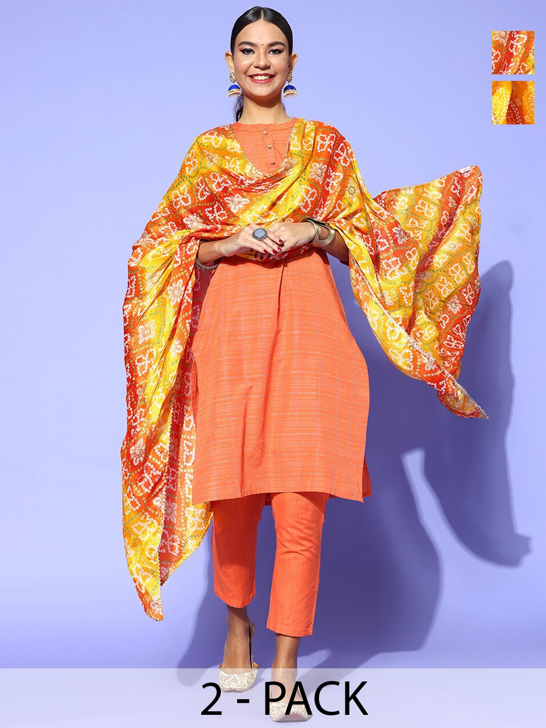 

Rang Gali Printed Art Silk Bandhani Dupatta, Yellow