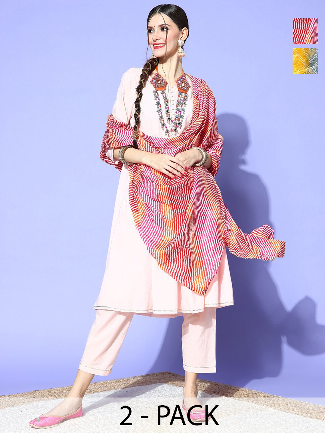 

Rang Gali Printed Art Silk Bandhani Dupatta, Yellow