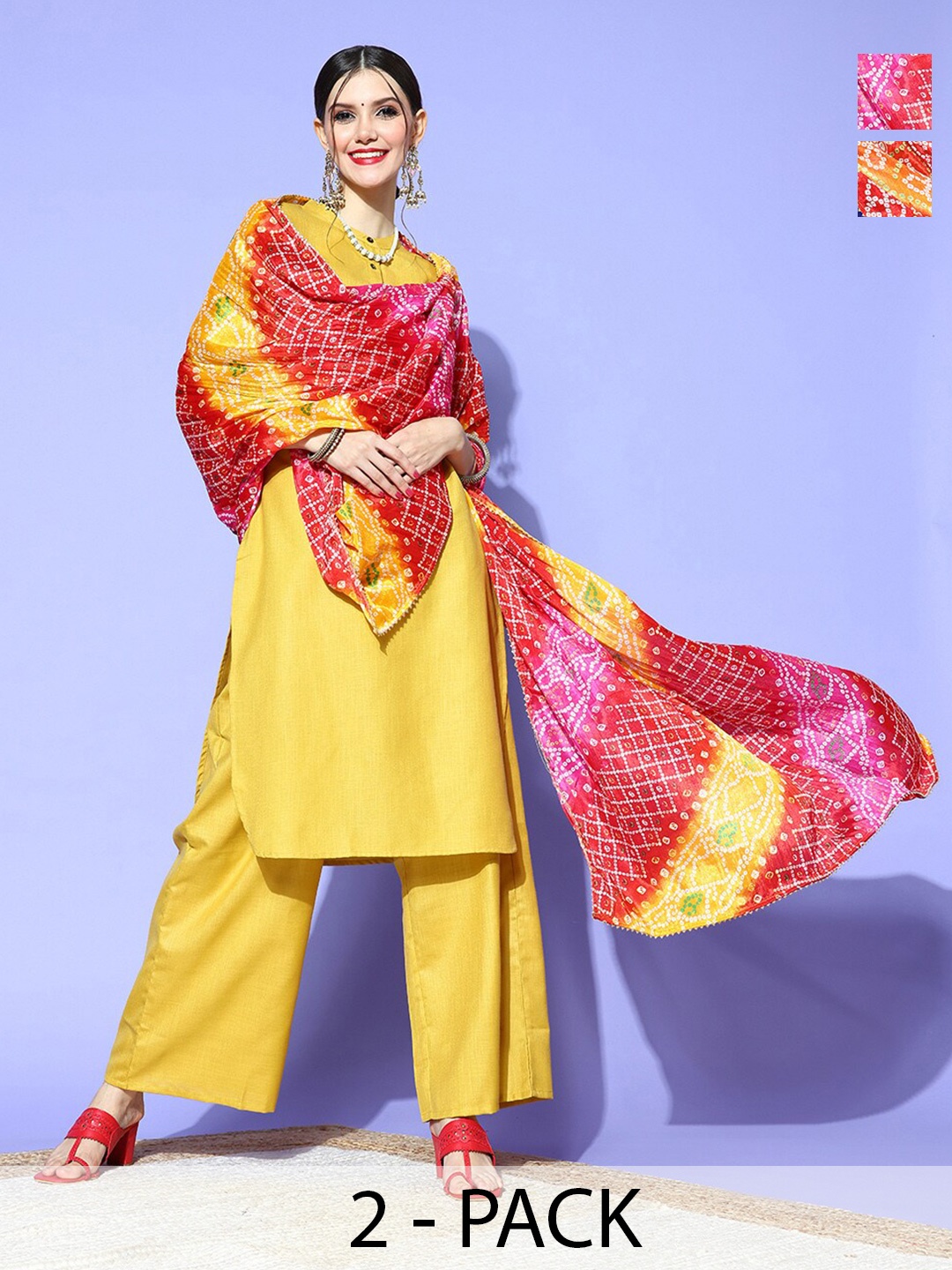 

Rang Gali Printed Art Silk Bandhani Dupatta, Red