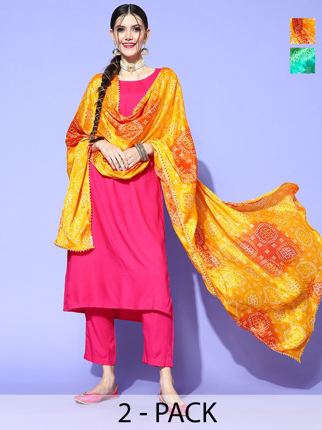 

Rang Gali Printed Art Silk Bandhani Dupatta, Yellow