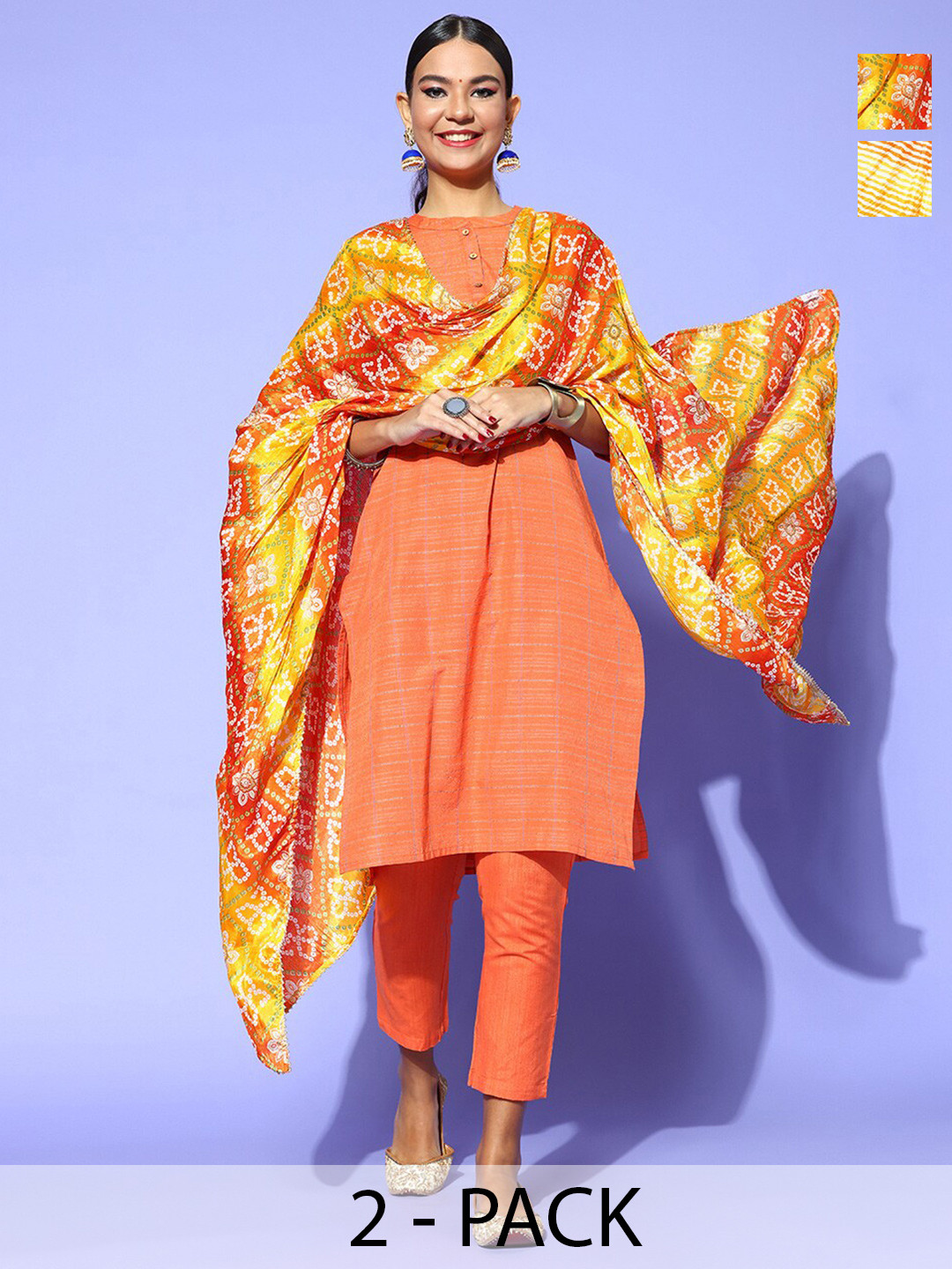 

Rang Gali Printed Art Silk Bandhani Dupatta, Yellow