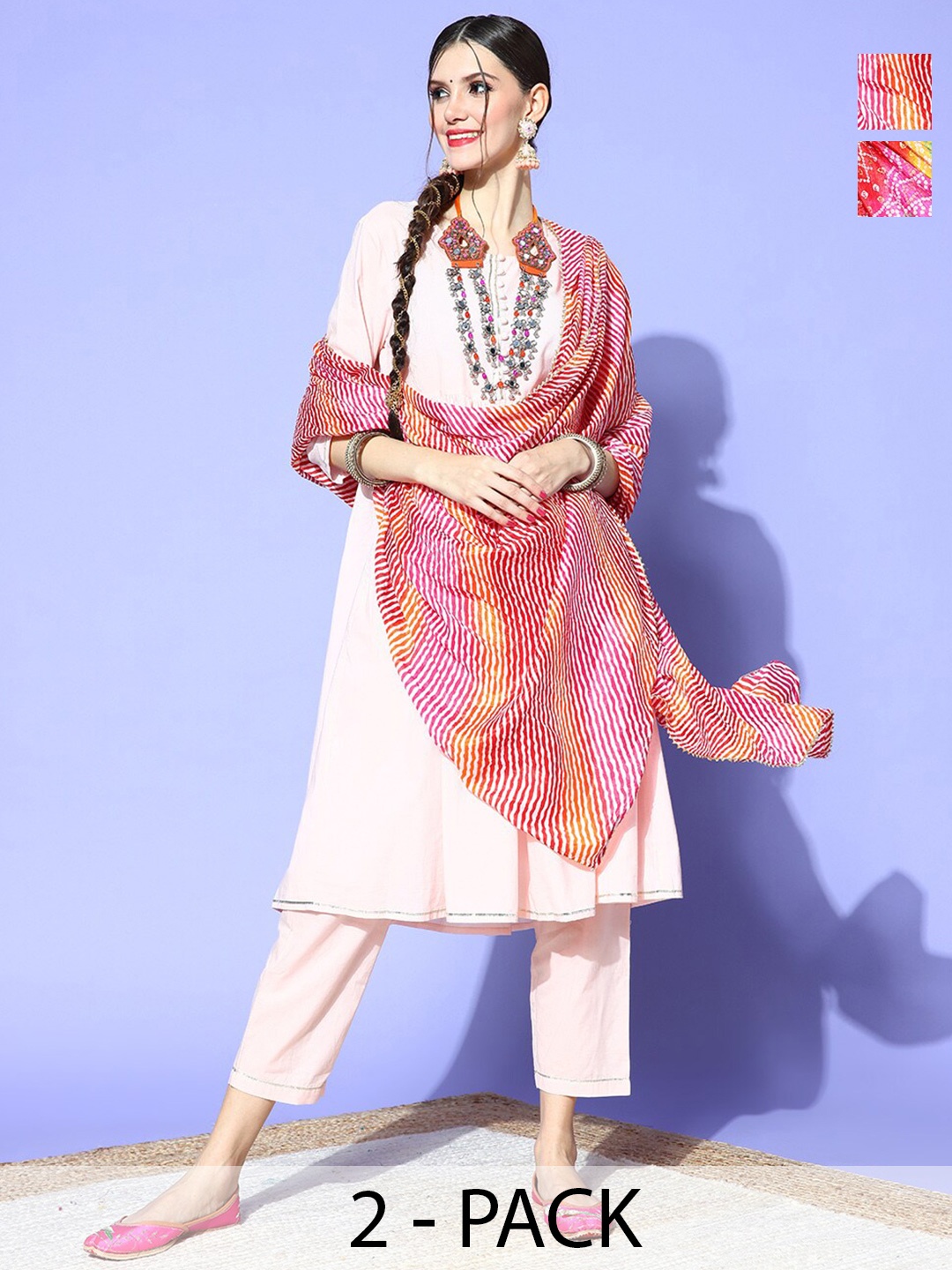

Rang Gali Printed Art Silk Bandhani Dupatta, Red