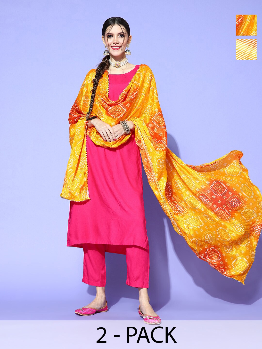 

Rang Gali Printed Art Silk Bandhani Dupatta, Yellow