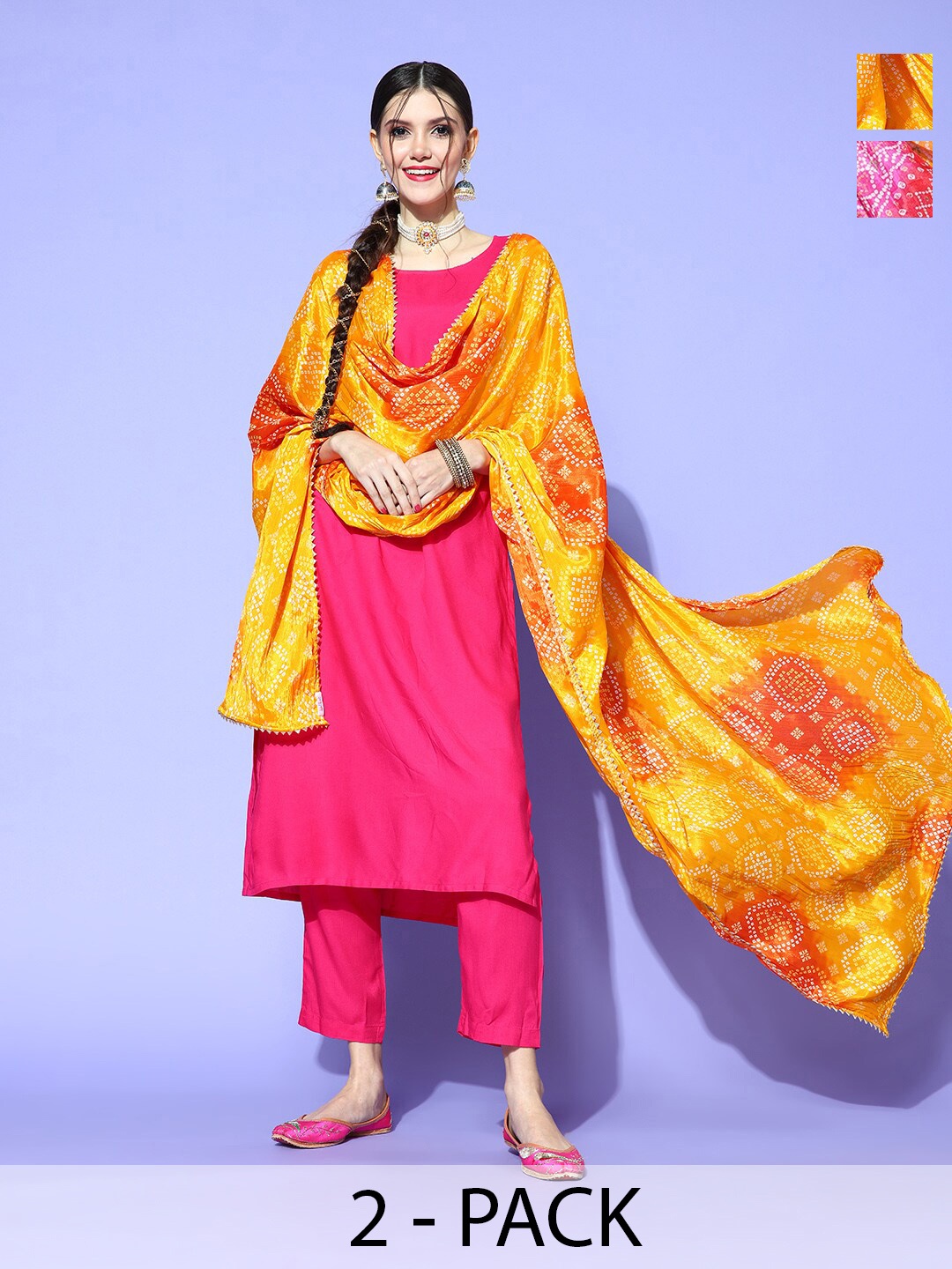 

Rang Gali Printed Art Silk Bandhani Dupatta, Yellow