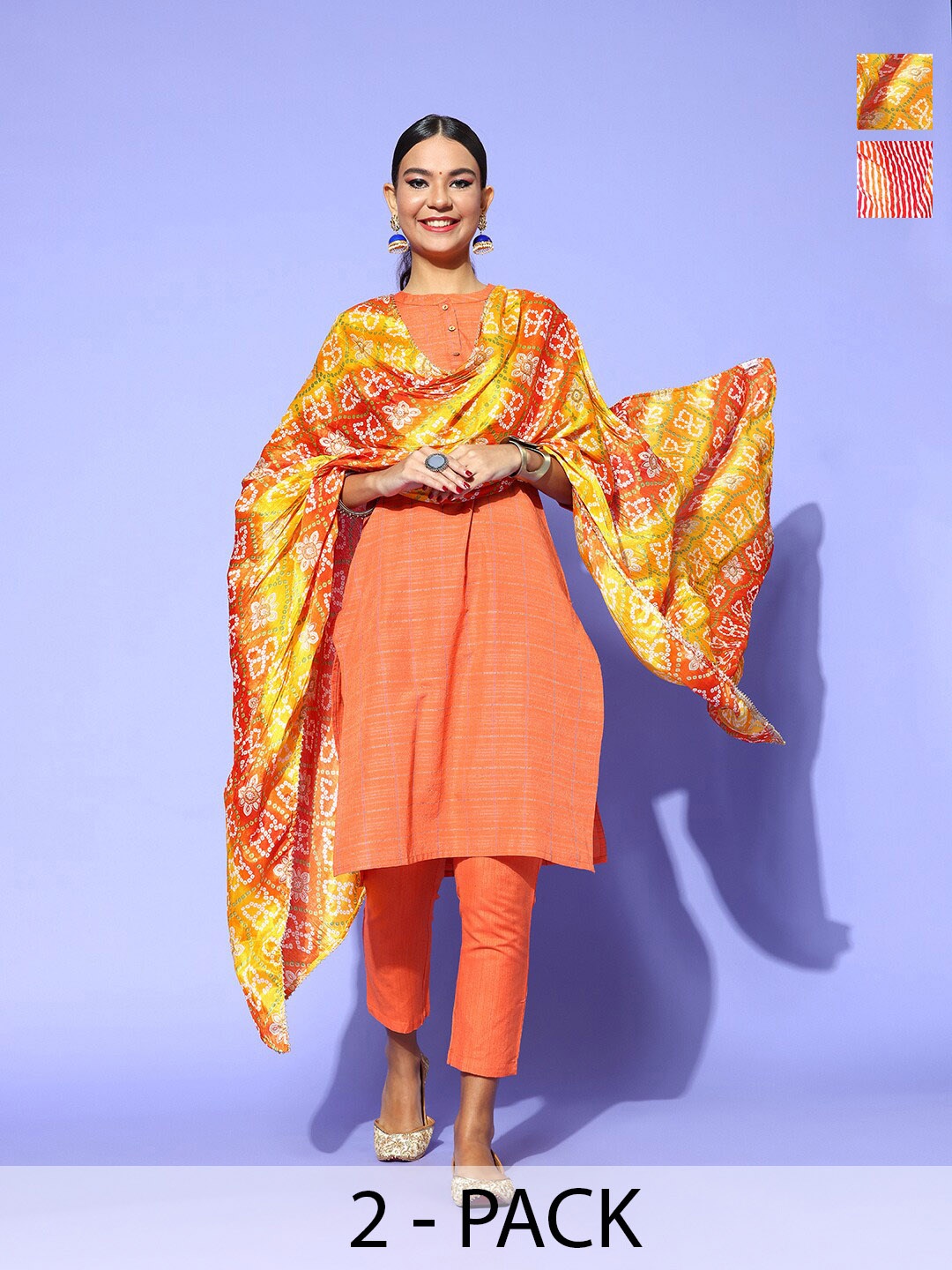 

Rang Gali Printed Art Silk Bandhani Dupatta, Yellow