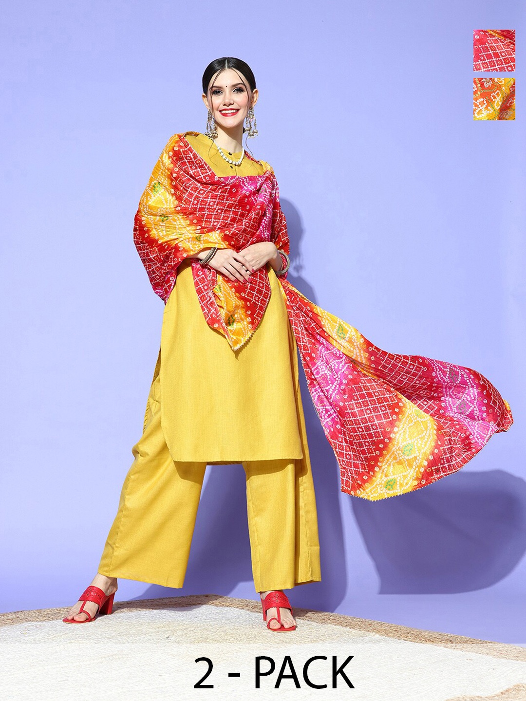 

Rang Gali Printed Art Silk Bandhani Dupatta, Yellow