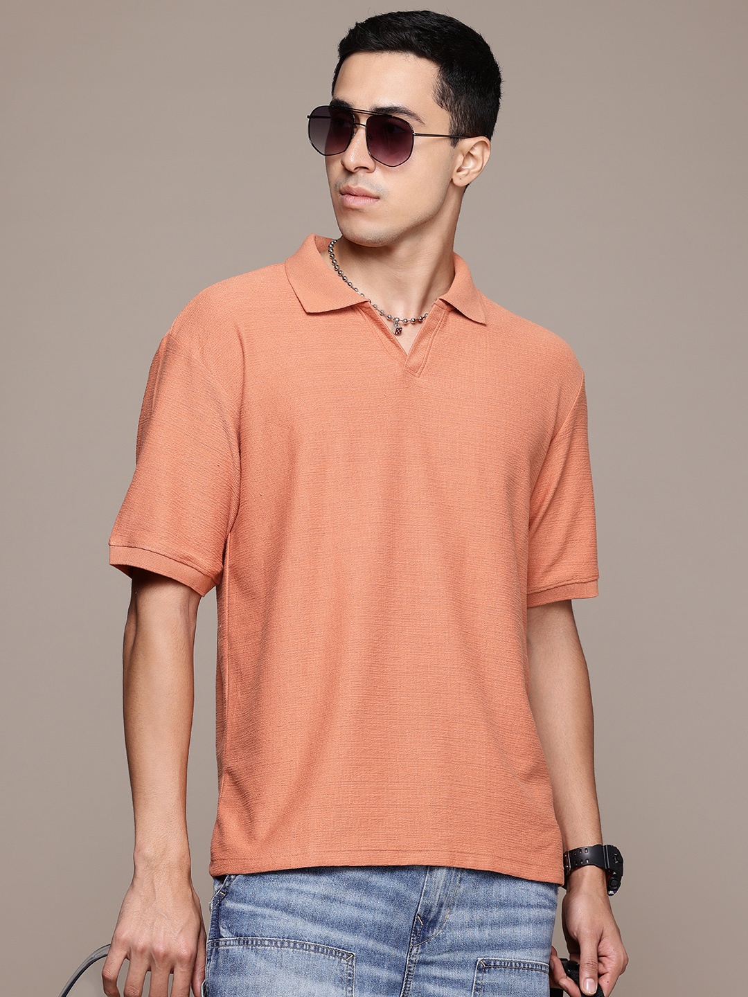 

The Roadster Lifestyle Co. Polo Collar Knit T-shirt, Orange