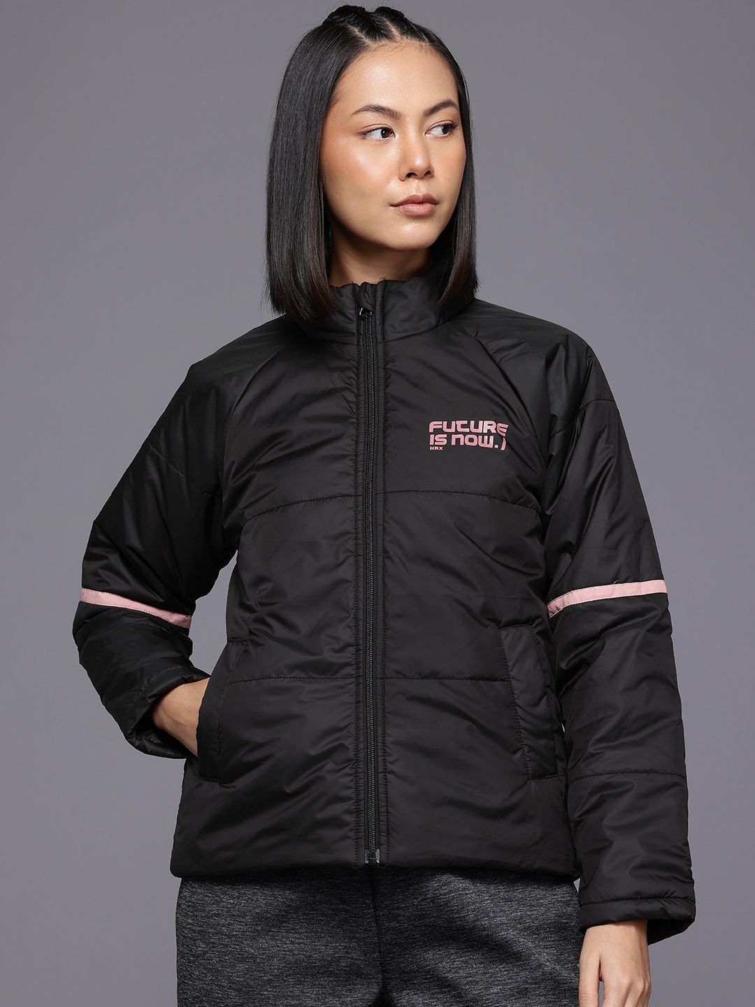 

HRX by Hrithik Roshan Women Printed Padded Jacket, Black