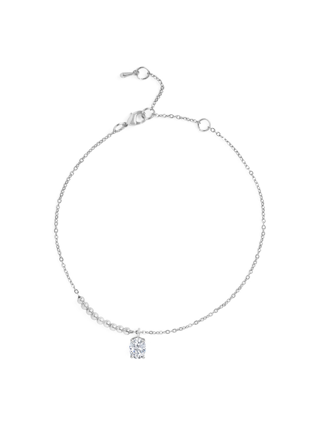 

MINUTIAE Silver-Plated Artificial Stones Anklet
