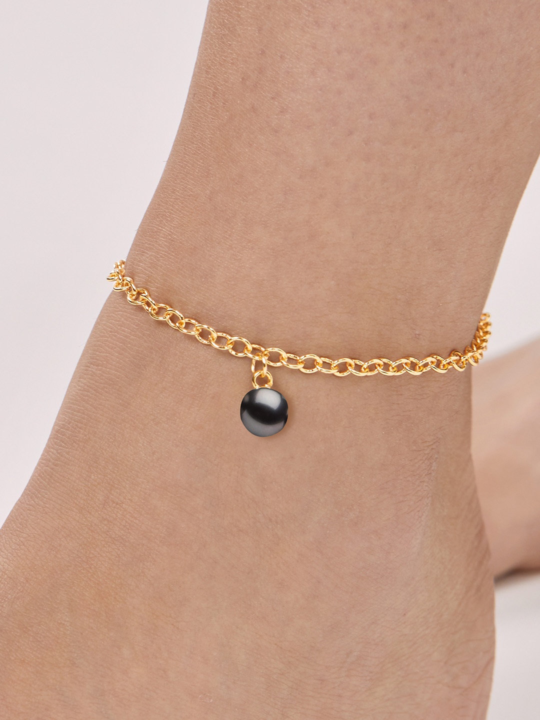 

MINUTIAE Gold-Plated Artificial Beads Beaded Anklet
