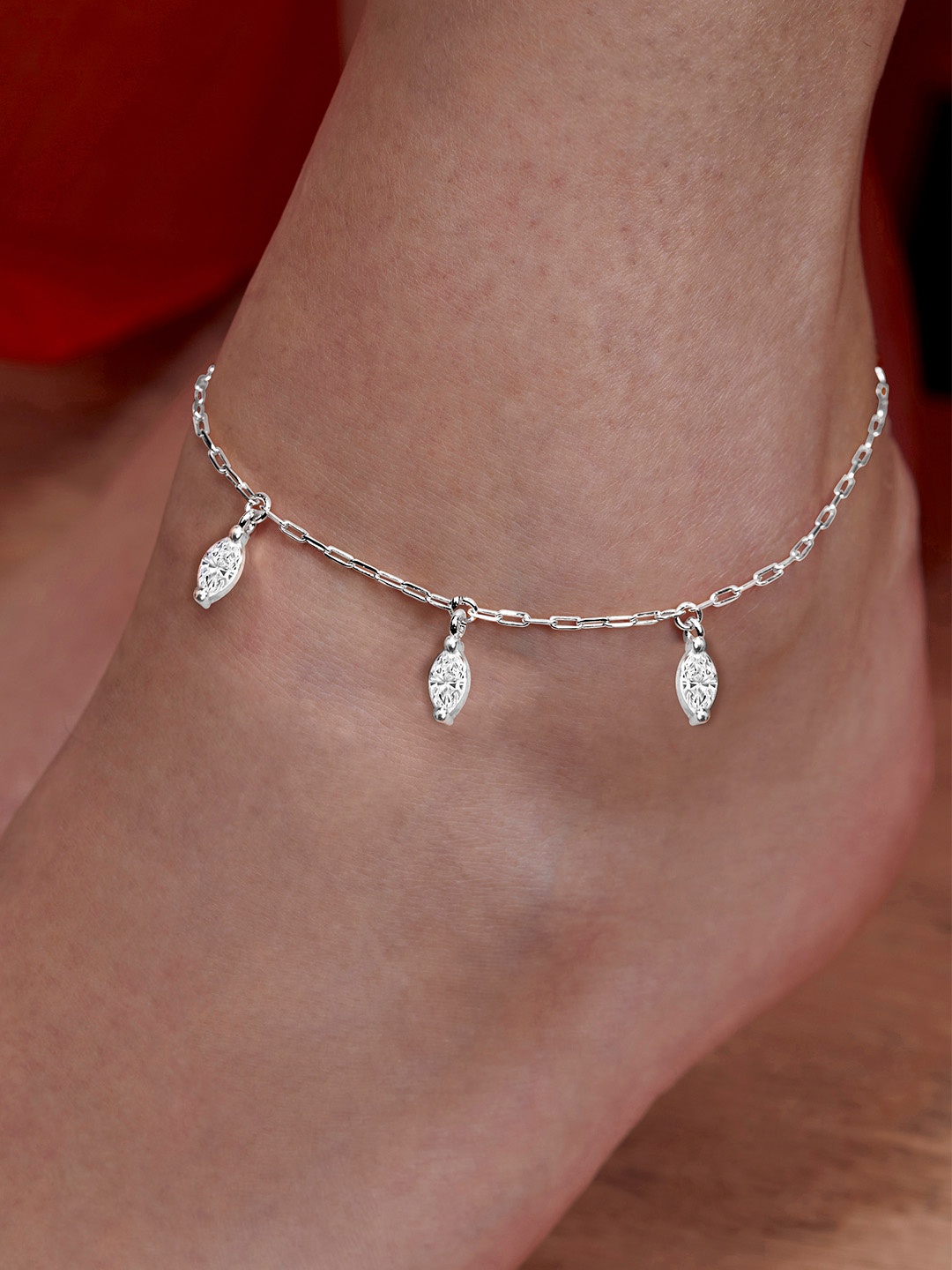 

MINUTIAE Silver-Plated Artificial Stones Anklet